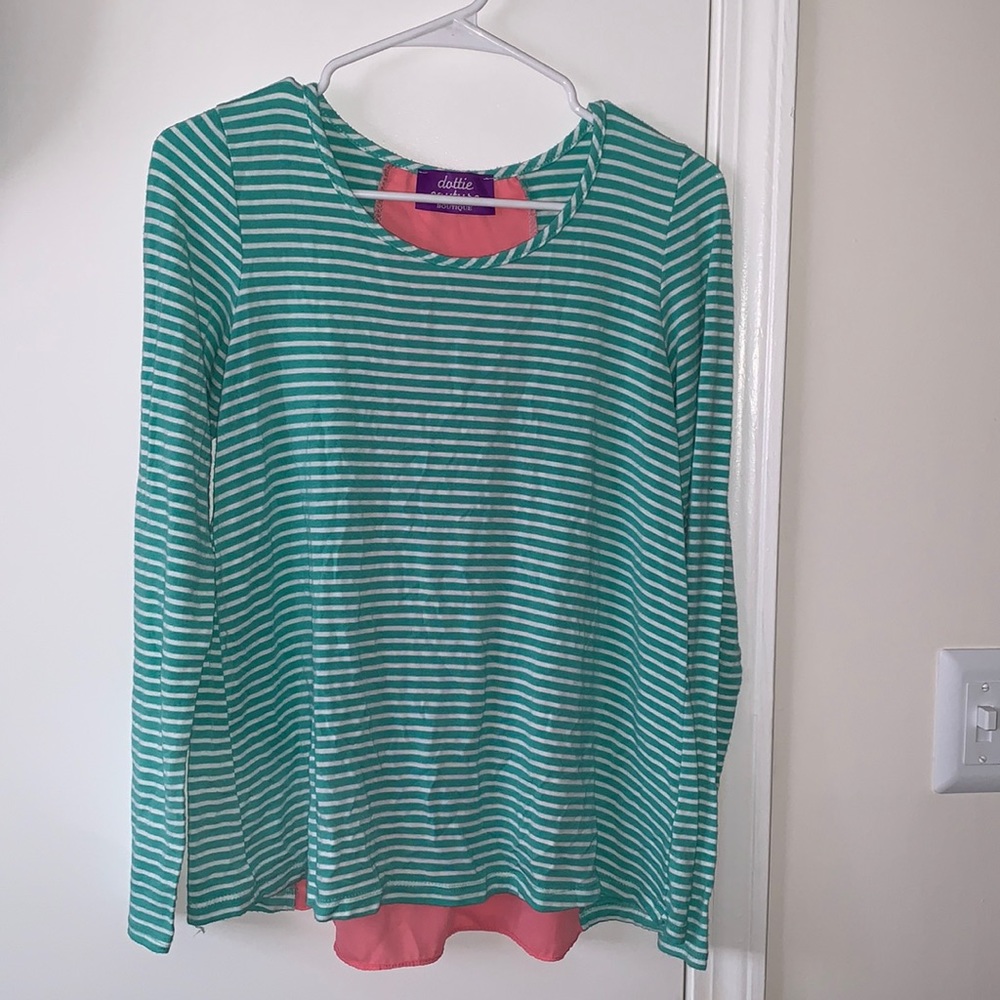 Long sleeve pink turquoise top